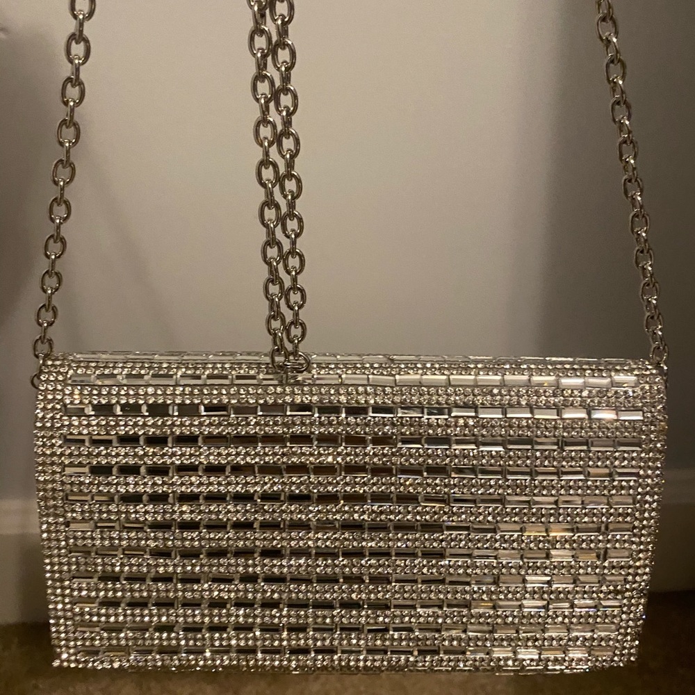 Aldo Silver Chained Clutch